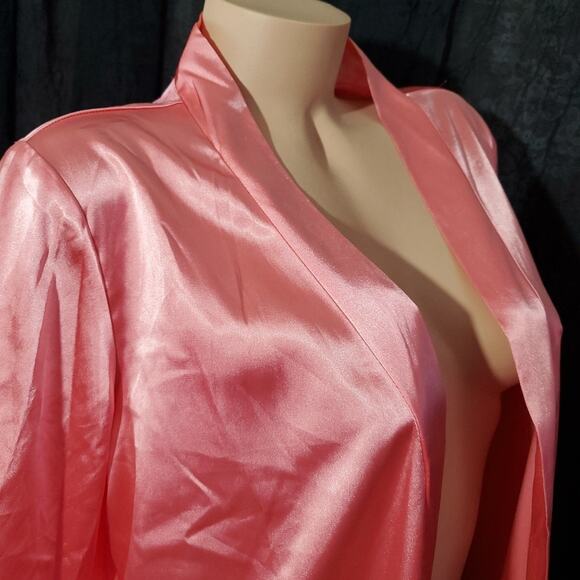 EKOUAER Women's Robe GLOSSY SATIN Coral Pink OPEN NO BELT Women's Small - Picture 5 of 9